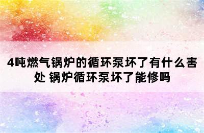 4吨燃气锅炉的循环泵坏了有什么害处 锅炉循环泵坏了能修吗